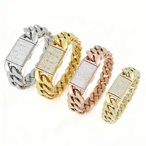 Stainless Steel Bracelet Miami Cuban Link Chain for Men Durable Stylish Design in Silver Gold Rose Gold for Casual Formal Wear