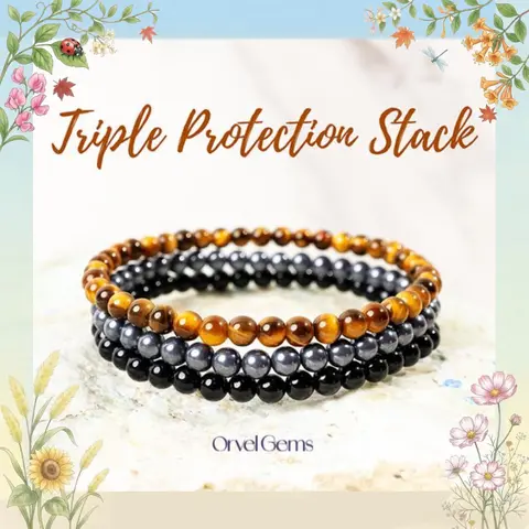 Protect Your Energy Healing Crystal Bracelet Stack | 4mm Protection Stone Beads | Unisex Jewelry for Men & Women Stackable