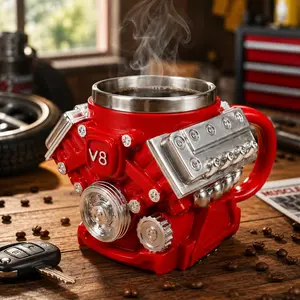 Personalized 10oz Stainless SteelMug - Handcrafted V8 Engine Design, DurableReusable Drinkware, Ideal Coffee/Tea Cup, FathersDay Gift Ideas for Car Enthusiasts, Mens Gifts forHim, Dad Gifts, Unique Gifts For Man