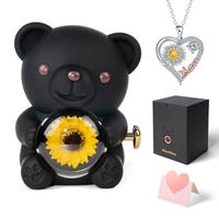 sunflower black bear+mom necklace+gift bag+card