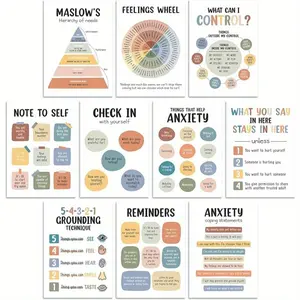 Mental Health Matters Poster, 10pcs/set Frameless Mental Health Matters Wall Poster, Therapy Office Decor, Home Decor