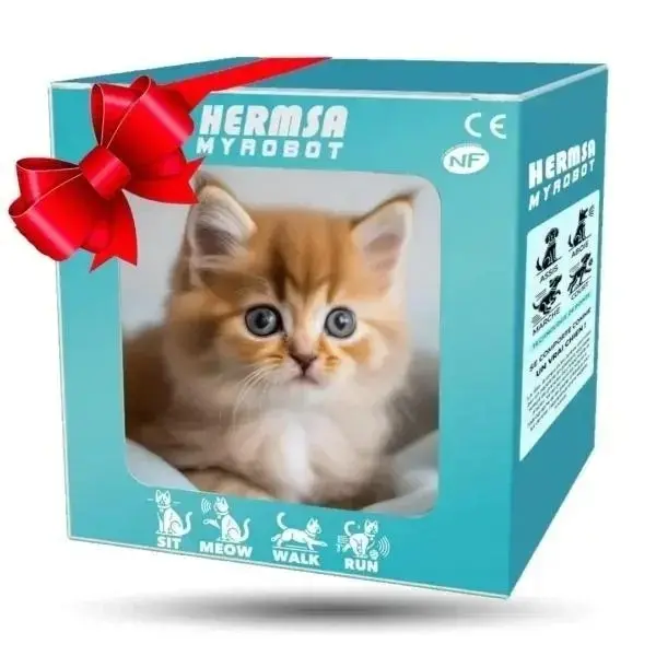 Realistic Walking & Meowing Robotic Kitten: Interactive Electronic Pet Cat in Ready-Made Gift Box - Perfect Companion Toy for Kids