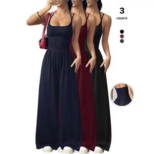 2026 women’s sleeveless vest jumpsuit with pleated wide-leg pants and pockets GARMENTARY