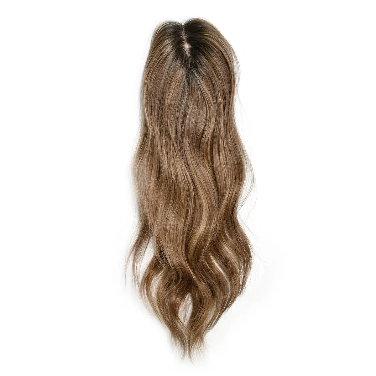 Emery - 16 inch Remy Human Hair Silk Base topper for Elite Hair Toppers - Low Density, Detachable Halo Wire for Volume and Coverage