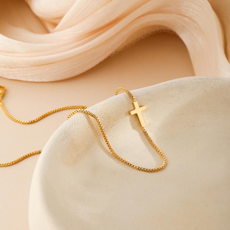 Tasiso Dainty Gold Cross Necklace for Women - 15"+2" Extension Chain, Hypoallergenic & Eco Friendly, Perfect Gift for Any Occasion