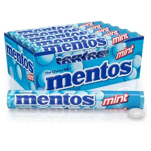 14 Count Pack of 15 Mentos Chewy Mint Candy Roll, Mint, Non Melting, Party - Packaging May Vary