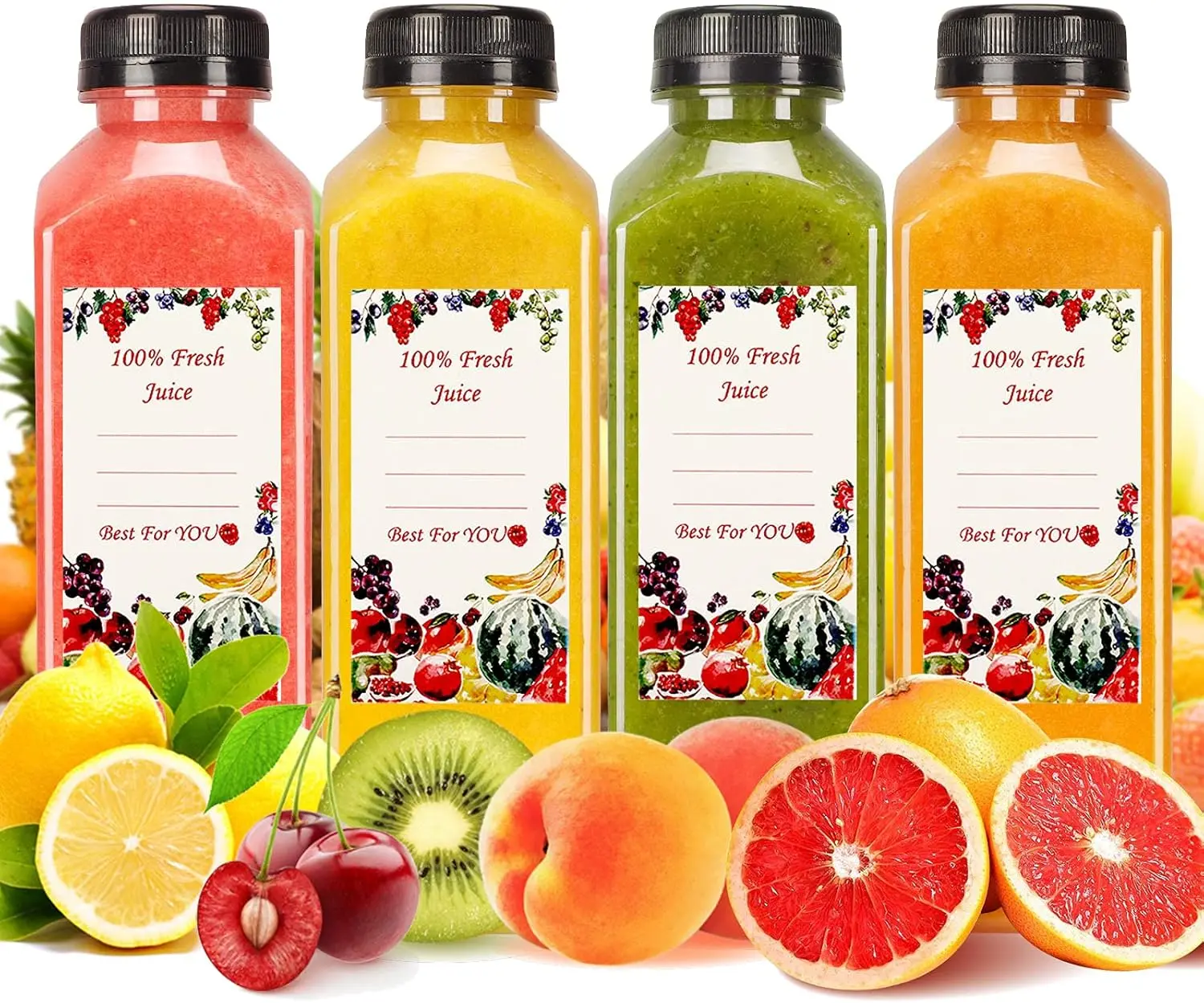 20pcs 16oz Juice Bottles, Plastic Juicing Bottles with Caps, Clear Drink Containers with Lids for Drinking, Smoothie and Other Beverages