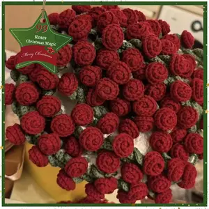 BUYHAPPY Magic Bloom Blanket Bouquet 2-in-1 Handmade Crochet Rose Throw & Floral Decor for Mother's Day Birthdays Anniversary Gifts Valentine Presents for Girls