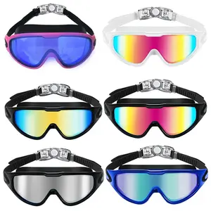 Swimming Goggles Set， with a goggles, a nose clip, a earplugs, a swimming cap, and a storage box, Anti-Fog UV Protection Wide Angle Comfortable Adjustable Unisex Adult Outdoor Pool Beach