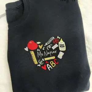 Custom Name Teacher Embroidered Sweatshirt, Teacher, Teacher Gift,  Embroidered Teachers Sweatshirt J