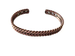 Solid Copper Magnetic Bracelet Pure Copper Arthritis Therapy Cuff Herringbone