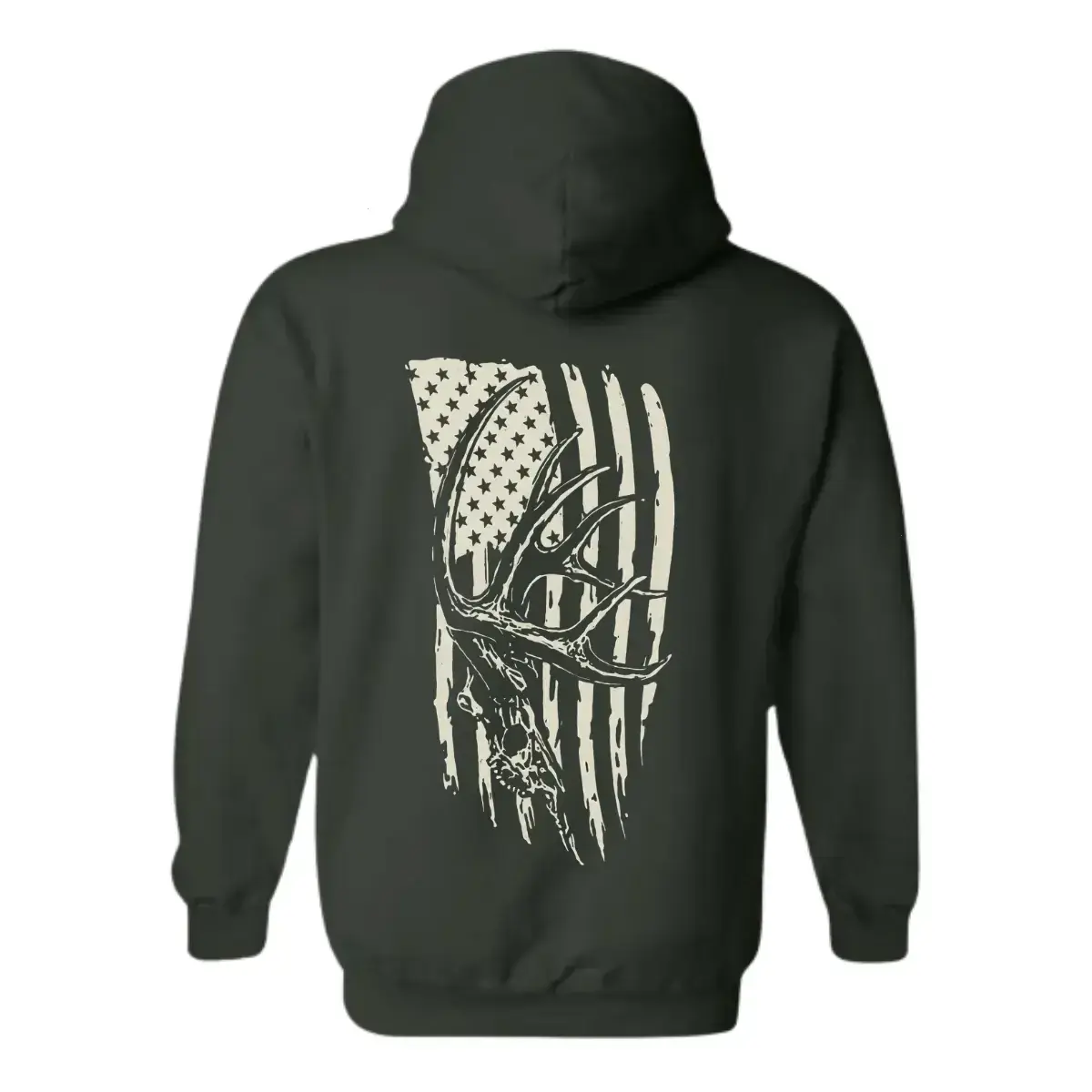 Patriotic Deer Hoodie - Whitetail Buck and Distressed American Flag Design, Great Gift for Deer Hunters, Nature Enthusiasts and Outdoor Fans, Comfortable Unisex Hoodie for Casual Style Menswear Sweaters - EMMA LEMON