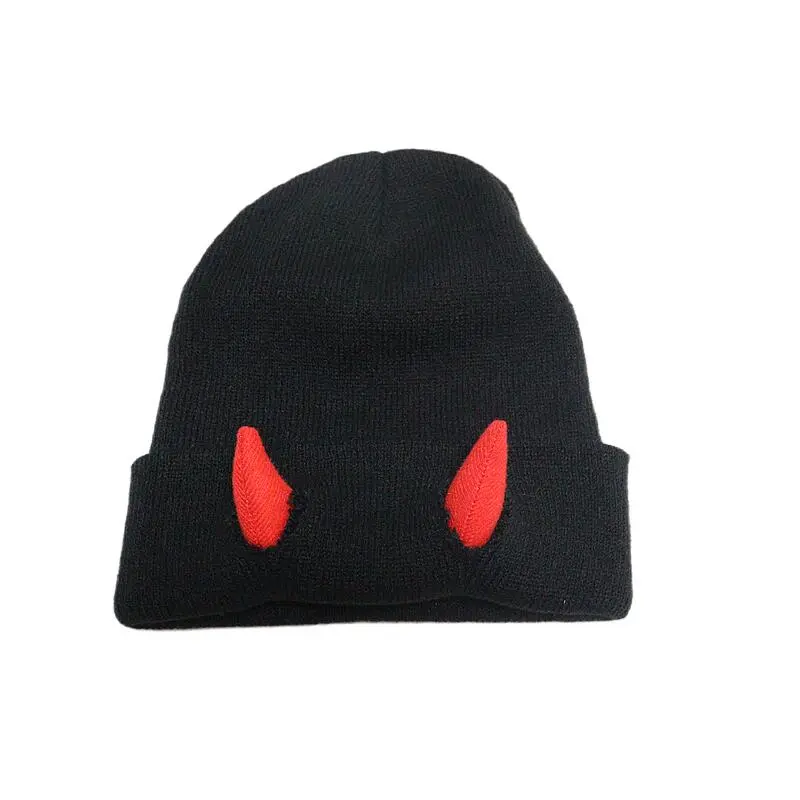 Black hat with red horns