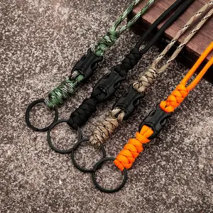 Outdoor Rock Climbing Paracord Rope Keychain Handmade Braided Survival Emergency Lanyard Removable Clip Closure Key Ring