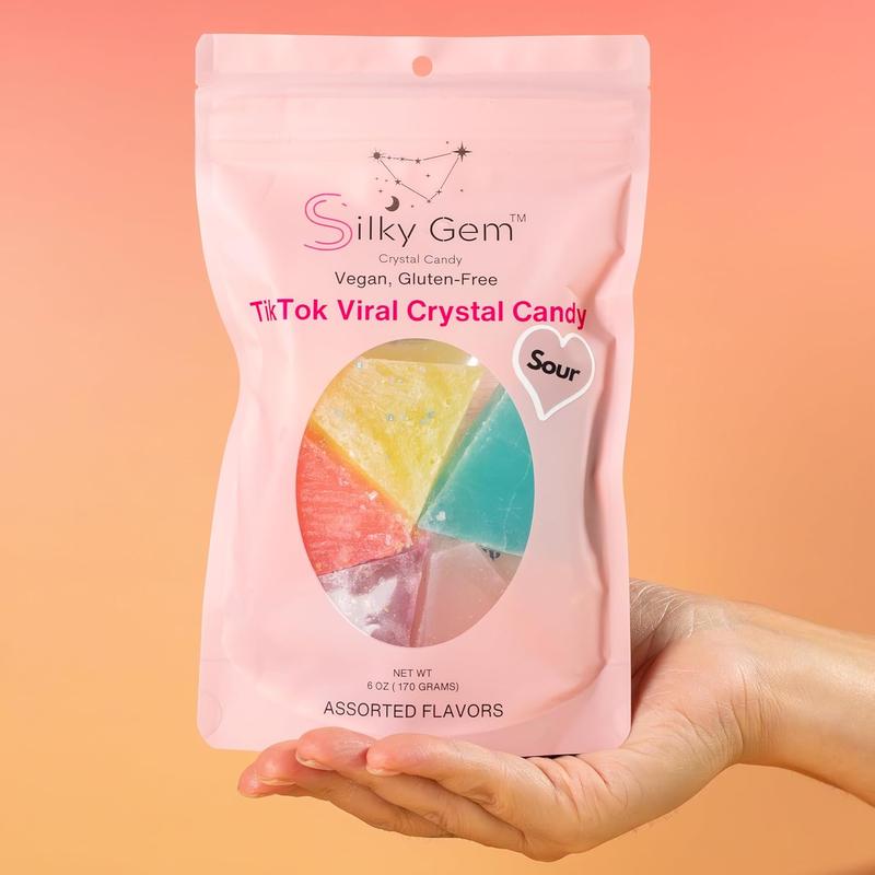 Silky Gem Sour Bites Mini Crystal Candy with Pixie Sour Sparkle Crunchy Outside Soft Inside Tangy Sweet Treat Vegan Gluten-Free Nut-Free Christmas Candy 6 oz Bag