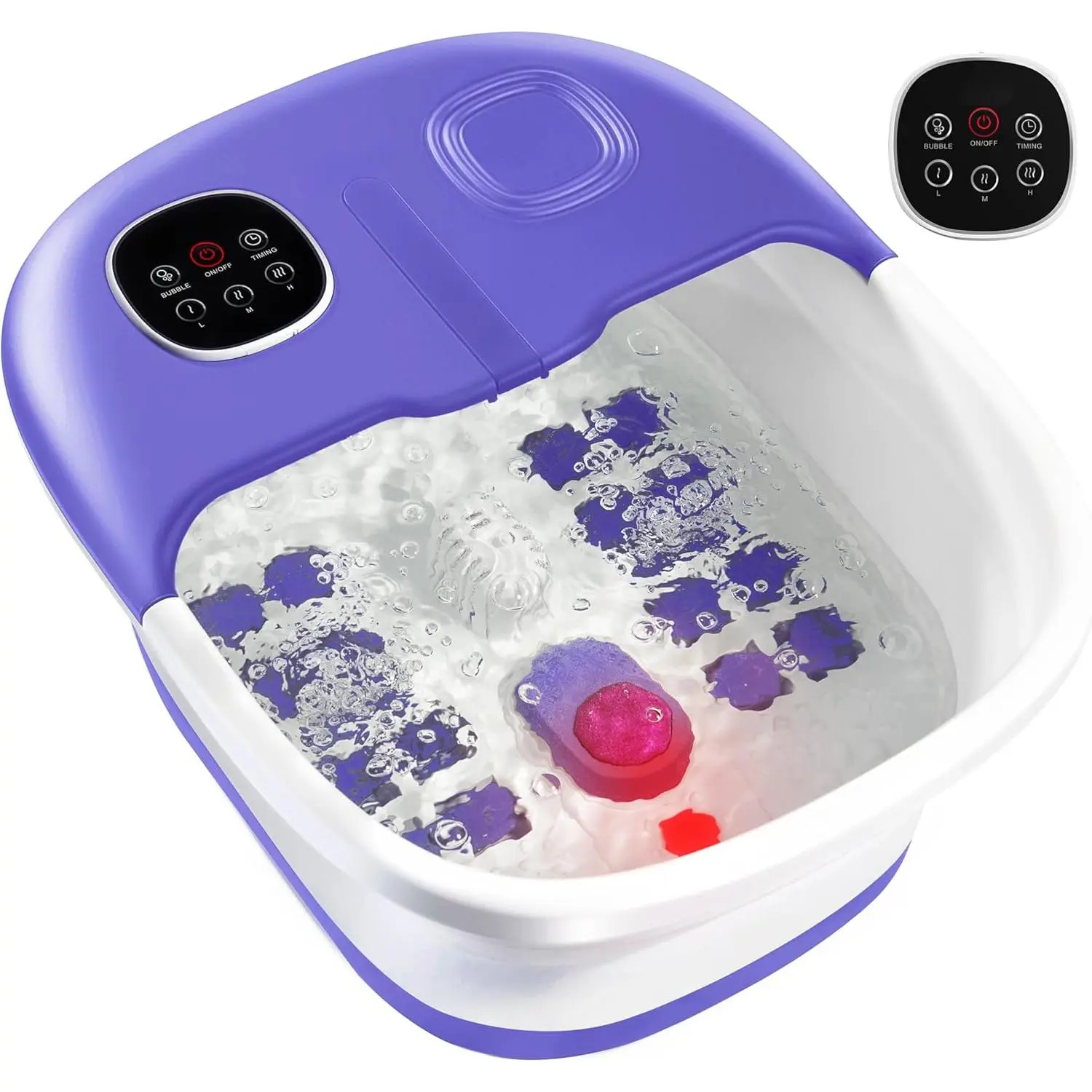 Foot Spa with Heat and Massage and Jets Includes A Remote Control A Pumice Stone Collapsible Foot Spa Massager with Heat and Massage Bubbles and Vibration