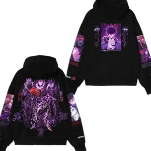 Solo Leveling Anime Hoodie – Sung Jinwoo Dark Knight Graphic Sweatshirt – Solo Leveling Power Design – Hero Cosplay Hoodie for Fans RT4