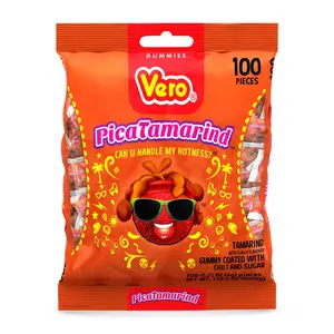 Vero PicaTamarind - Tamarind Flavor Chewy Gummy Treats Coated With Chili Powder & Sugar 100 Pieces