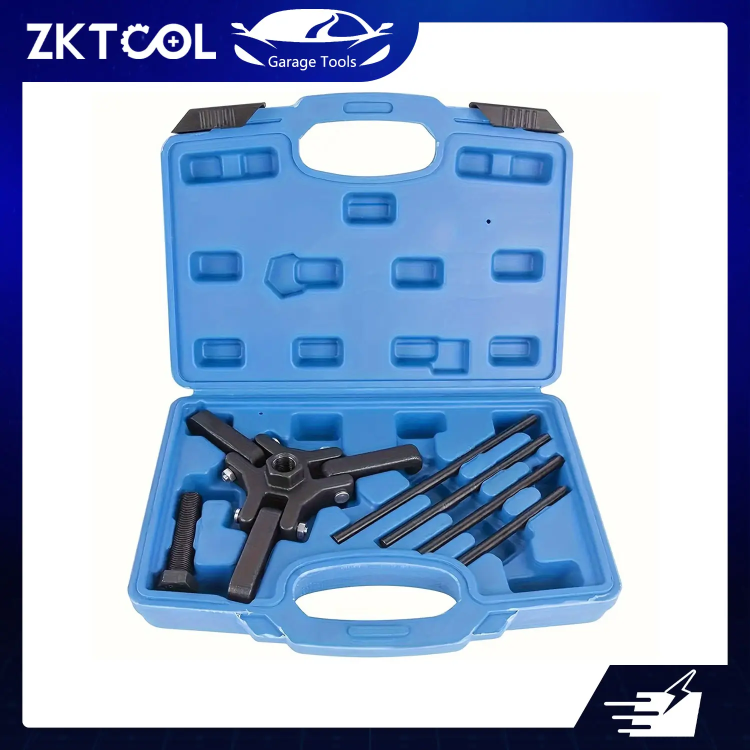 ZKTOOL 6-Piece 3-Jaw Puller Arms Harmonic Balancer Pulley Removal Tool Kit - Vehicle Accessories with U Pin for Ford, GM Trucks Crankshaft Damper Removal