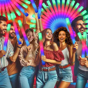 Bulk glow sticks, 68 pieces of LED foam stick light-up batons, party gifts, 3 modes, colorful flashing, night light party supplies, suitable for parties, weddings, birthdays, concerts, Valentine's Day, Halloween, Christmas.