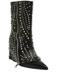 Azalea Wang Women's Hematine Studded Fashion Boot Snip Toe - Hematine