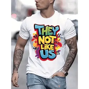 THEY NOT LIKE US Mens TShirt Comfortable Crew Neck Casual Cotton ShortSleeves Soft Breathable Top Menswear Tshirt Summer Spring Streetwear Cotton Fabric Trendy Letter Print