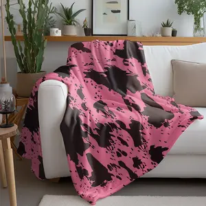 Cow Print Flannel Blanket, Cow Pattern Blanket, Soft Warm Throw Blanket, All Season Blanket, Breathable Comfortable Blanket, Comfy Bedding for Valentine's Day Decor, Napping Blanket for Home Office Sofa, Bed, Travel, Camping, Car, Gift for Her