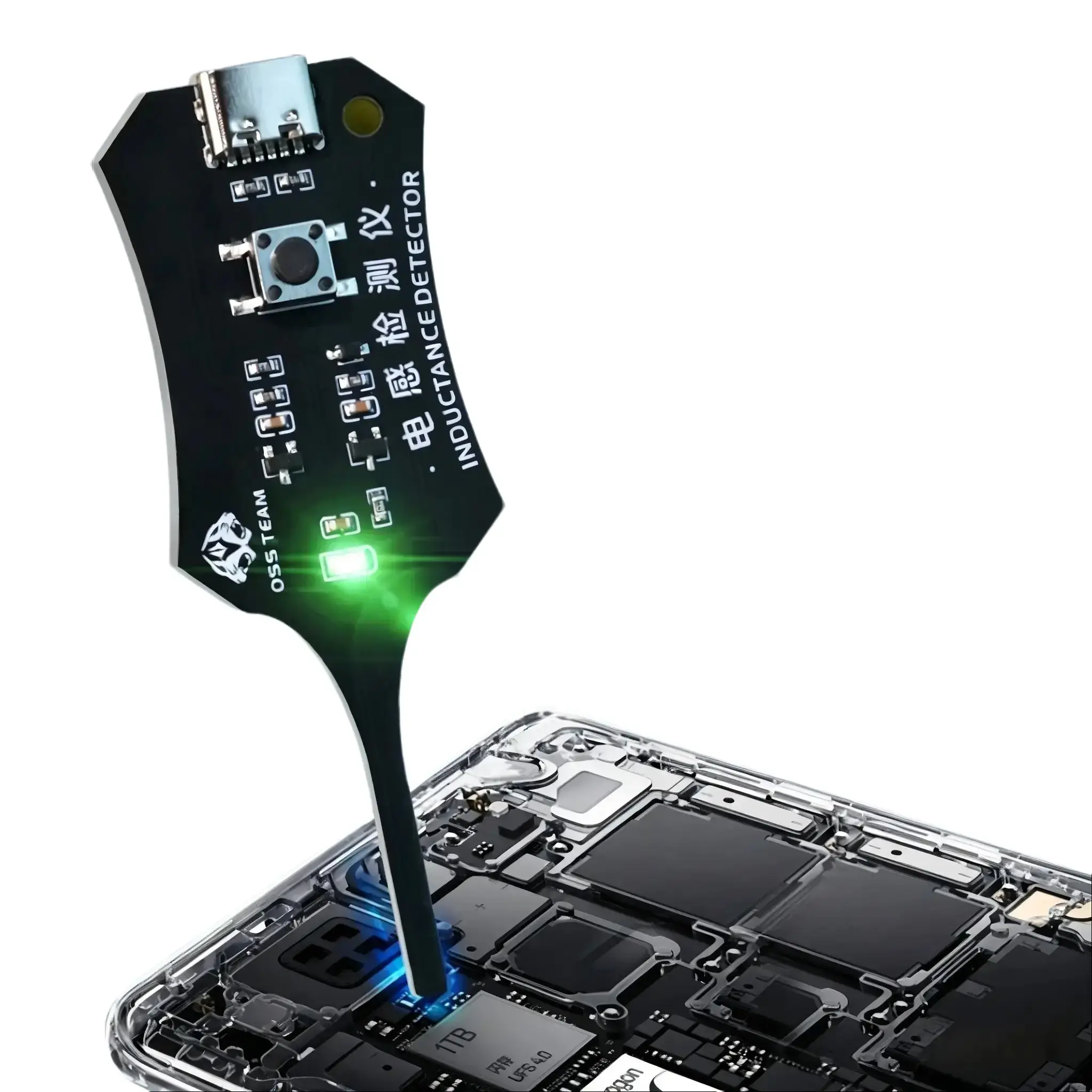 fathersdaygift Type-C Inductance Tester Motherboard Coil Tester Electronic Circuit Board Inductor Detector for Phone Motherboard Component Repair Electromagnetic Induction Quick Fault Check Tool