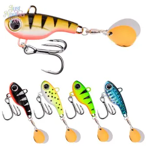 5-Pack Spinner Tail Metal Vibe Lures, Treble Hook Rotating Blade Baits, Lifelike Swim Action for Freshwater/Saltwater Fishing