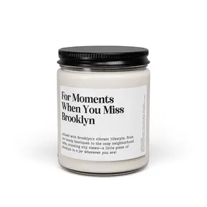 For Moments When You Miss Brooklyn Candle 9 oz Clear Jar NYC Nostalgia Moving Away Gift