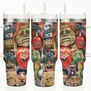 Labyrinth Movie Inspired 40oz Insulated Travel Tumbler Stainless Steel Mug with Handle and Straw Leak Proof Vacuum Thermal Cup Keeps Drinks Hot 12H Cold 24H Fan Gift