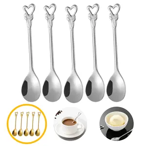 Heart-Shaped Creative Dessert Spoon, Gold & Silver Color, Durable Tableware, New Year Gift, Holiday Gift, Dishwasher Safe