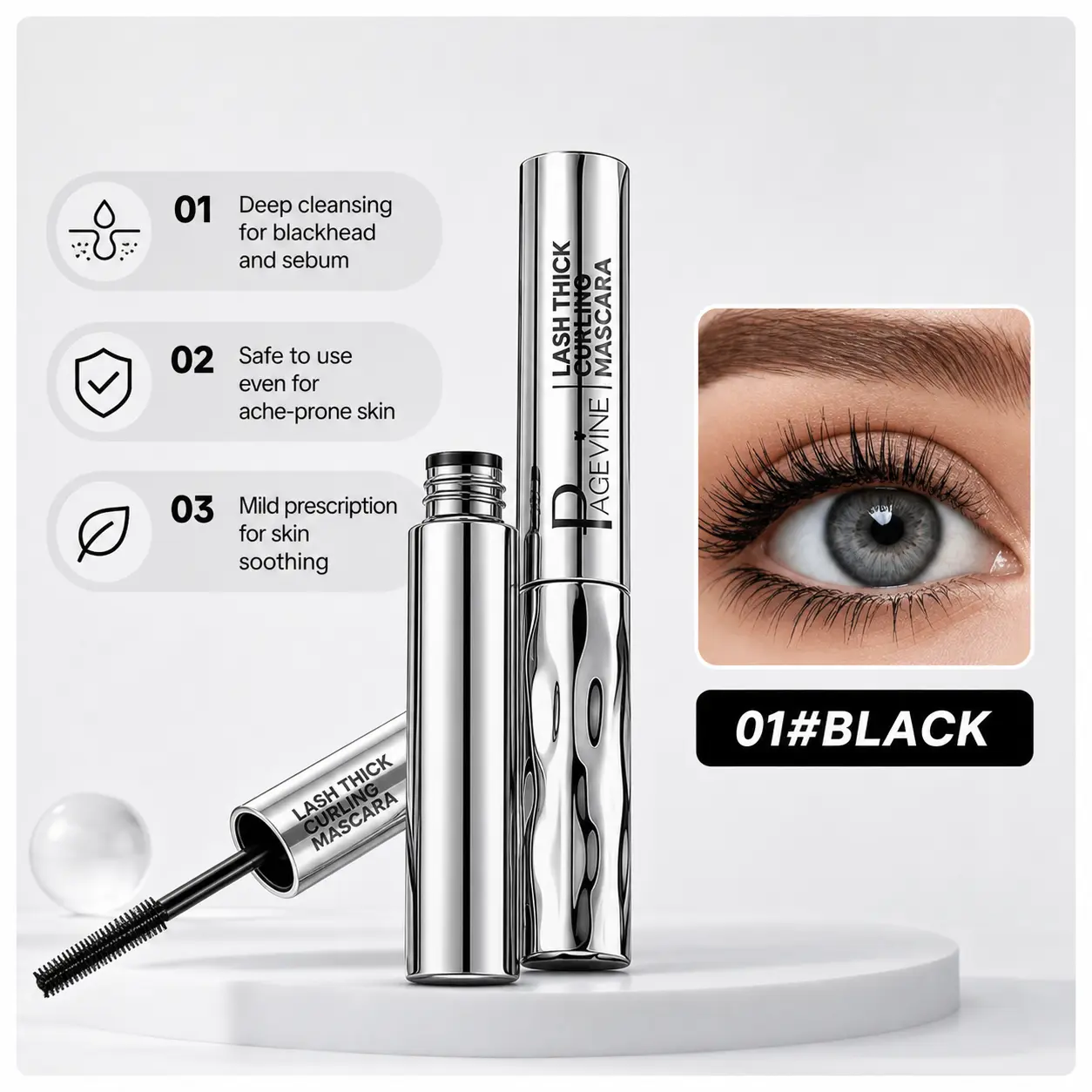 Lengthening & Curling Waterproof Mascara Primer, Thin-Brush Eyelash Base Cosmetic for Natural-Looking Eyelashes, Long-Lasting Makeup Prep, Apply Before Mascara