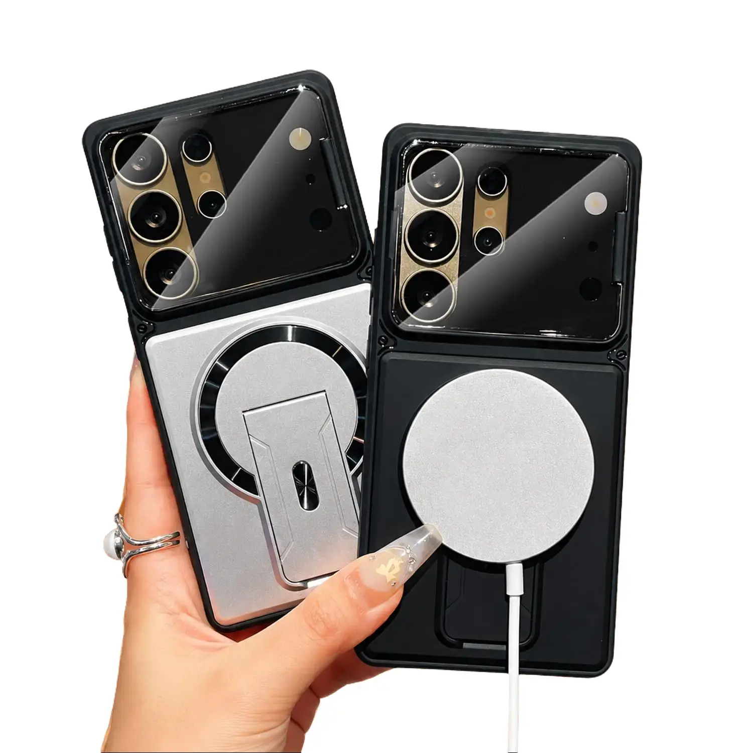 Magnetic Stand Case for Samsung Galaxy S26 Ultra Plus S25 S24 S23 Ultra, Built-in Kickstand and Flip Camera Lens Cover, Compatible with MagSafe, Armor Shockproof Full Protection Case,back to school,back to school haul