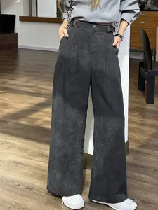 A women's Instagram style Korean style loose and wide leg pants with fashionable high waist and pleated design, loose and versatile, suitable for all seasons, suitable for home, indoor, and outdoor wear