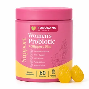 FoSoCang Her Juicy Feminine Probiotics Gummies- All in One Solution with Slippery Elm and Prebiotics&Lactobacillus Probiotic Blend for Women’s pH Balance and Dryness - Hawaiian Pineapple Gummies 60 Count probiotics women /  Dietary,Supplement,Edible