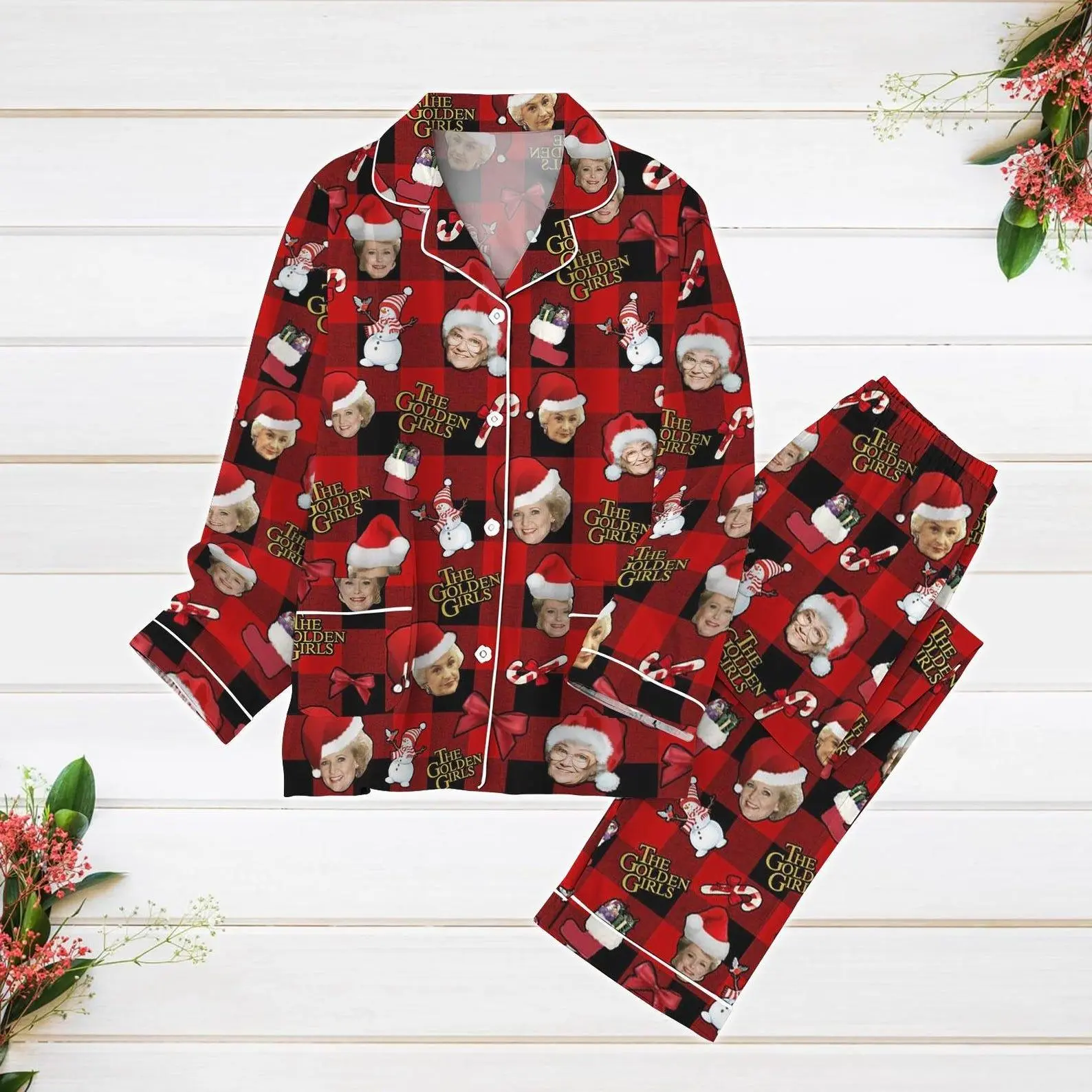 Christmas Women Pajamas, The Golden Pajamas Set, Santa Golden Holiday Pajamas, 80s TV Sitcom Xmas Pajamas, Funny Christmas