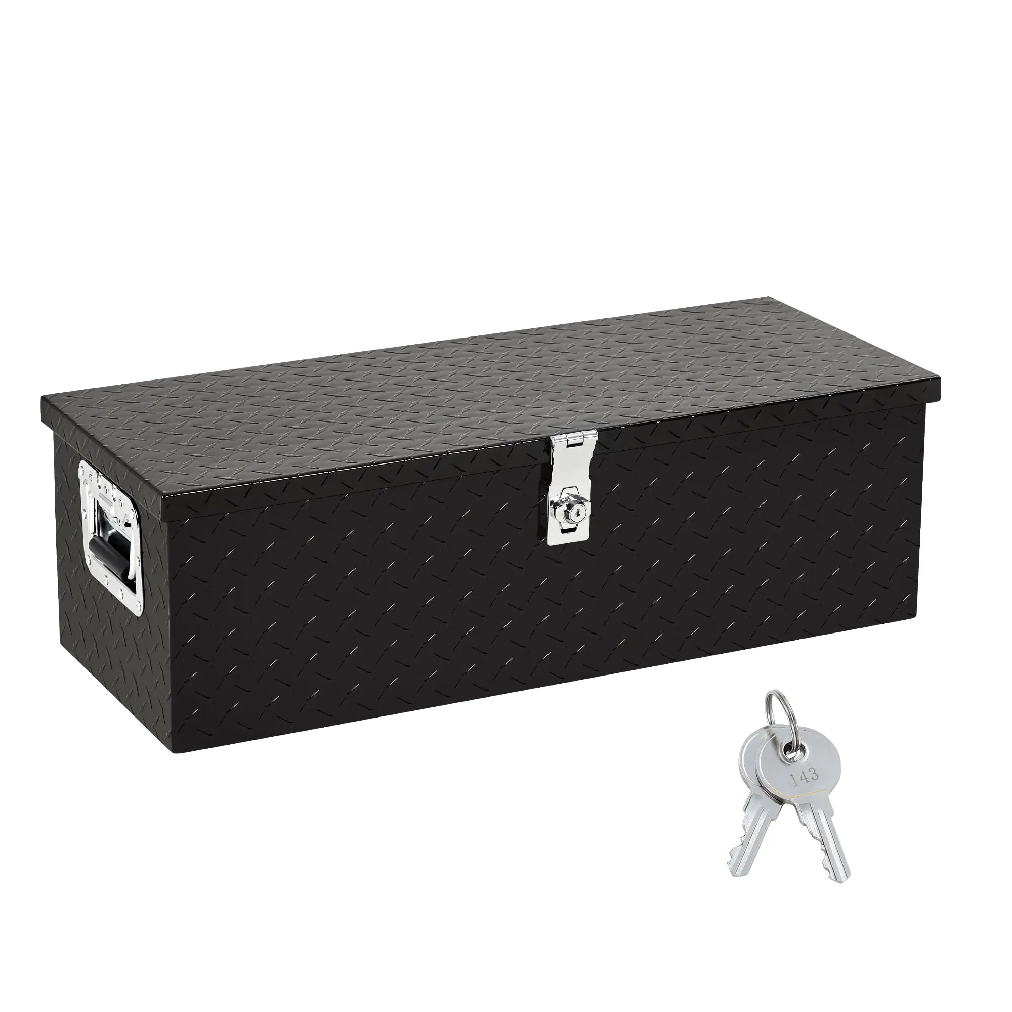 GARVEE 30 Inch Heavy Duty Aluminum Diamond Plated Tool Box Pick Up Truck Bed RV Trailer Toolbox Square Storage Organizer with Side Handle, Lock and Keys, Waterproof -30" x 13" x 10"