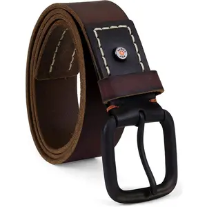 Timberland PRO Men's 40mm Double Stitch Genuine Full Grain Leather Belt with Single-loop Metal Buckle for Hard Work & Casual Wear