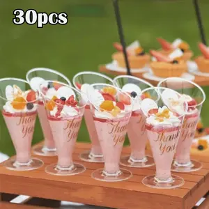 30 Reusable Food-Grade Angled Shape Dessert Cups - Hand-Held Kitchenware Containers, Exquisite Look Serving Solution for Wedding, Halloween Dessert Table Setup