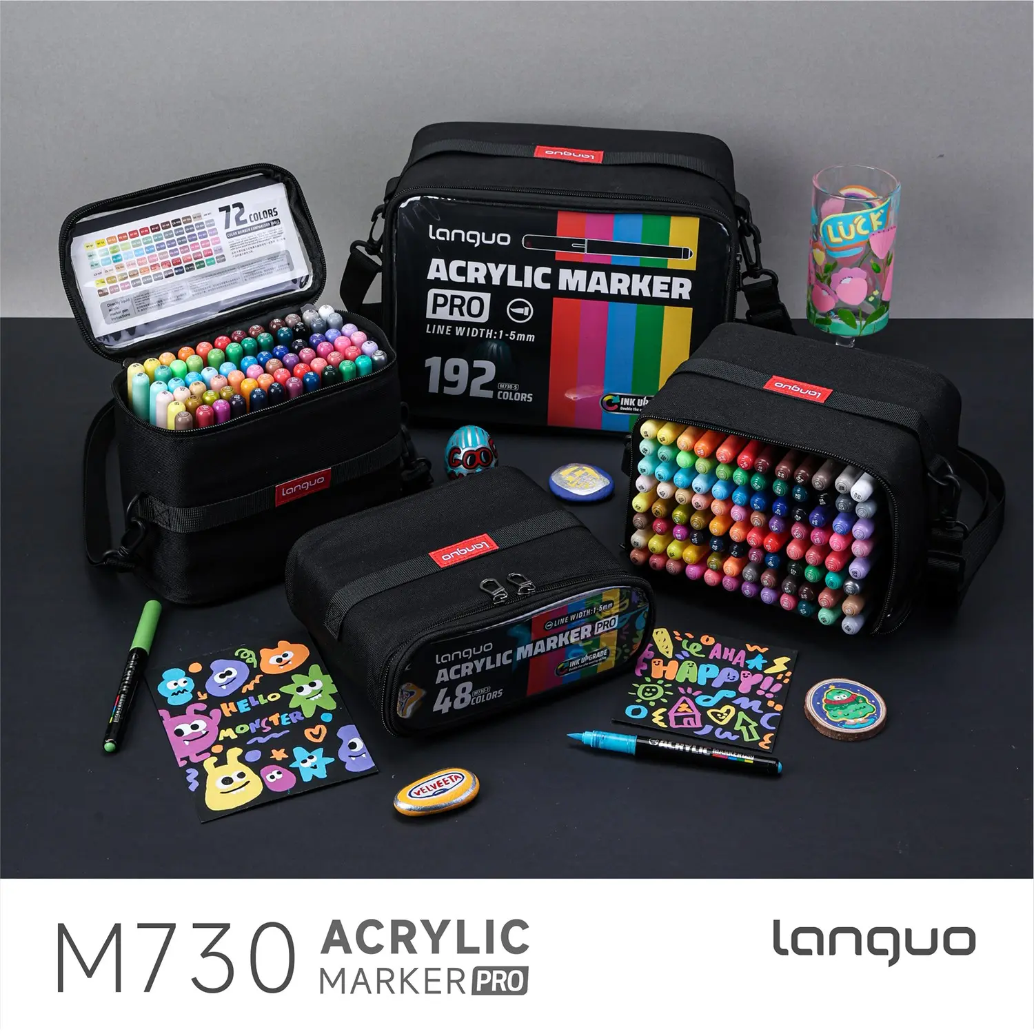 Acrylic Marker Pen Set, 48-288 Colors, Portable Storage, High Pigment, Non-Bleed, Enhanced Color Coverage, Multi-Material Art Use