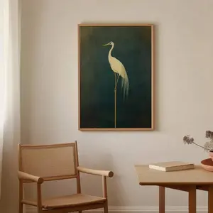 1pc, Wall Arts, Vintage Posters, Crane Print, Vintage Bird Print, Japanese Crane Painting, Antique Japanese Wall Decor, Maximalist Art, Japanese Wall Decor, Green Decor, Living Room Decor, Bedroom Decor Aesthetic, Housewarming Gift, Unframed Artistic
