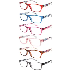 6 Pack Reading Glasses for Women Men Blue Light Blocking Spring Hinge Computer Readers Fashion Colors Durable Eyeglasses High Quality Lightweight
