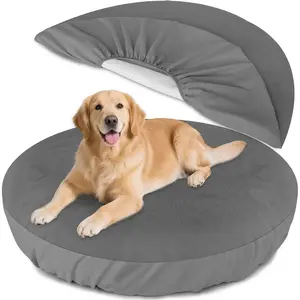 Replacement Washable Waterproof Round Dog Bed Covers for Donut Bed & Dog Couch Gray 30 Inch
