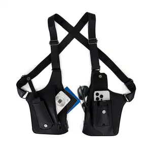 Double Shoulder Armpit Bag for Men chest rig Underarm Anti-Theft Adjustable Pocket with Double Shoulder Straps Phone Wallet