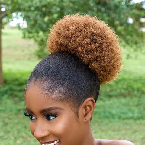 Women's 8-in Afro Kinky Curly Drawstring Tie Ponytail Extension, Clip-On Synthetic Fiber Piece, Afro Curly Synthetic Extensions & Pieces for Hairstyles, Easy-to-Use Gifts for Women