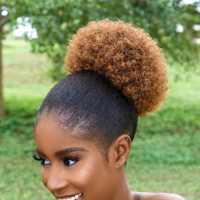 Women's 8-in Afro Kinky Curly Drawstring Tie Ponytail Extension, Clip-On Synthetic Fiber Piece, Afro Curly Synthetic Extensions & Pieces for Hairstyles, Easy-to-Use Gifts for Women
