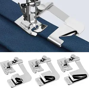 3 Sizes Wide Rolled Hem  Foot Sewing Machine Presser Foot Hemmer Foot Set 1/2 Inch, 3/4 Inch, 1 Inch Compatible with for Brother Singer and Other Low Shank Sewing Machine