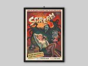 Vintage Scream Movie Poster - Wes Craven 1966 Horror Film Print, Artistic Paper Photo, Classic Home Decor for Room Wall Decoration