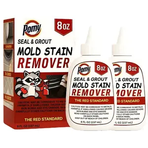 Pomy Professional Grade Mold Stain Remover Gel (2 Pack-16 oz Total) Thick No-Run Gel for Shower Caulk, Grout Lines, Washing Machine Gasket, Front Loader Door Seal, Tile and Bathroom Surfaces